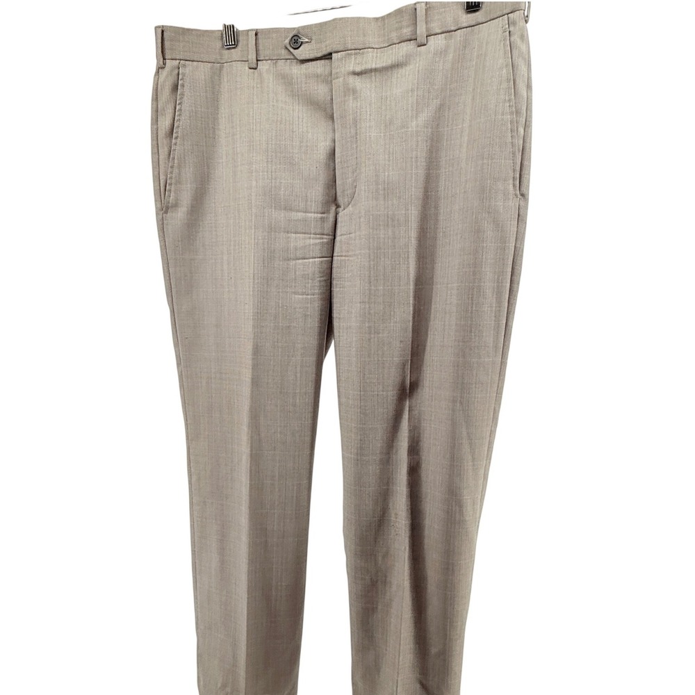 Brooks Brothers Pants 36x30 Lt grey plaid Wool Madison Fit Business Trousers